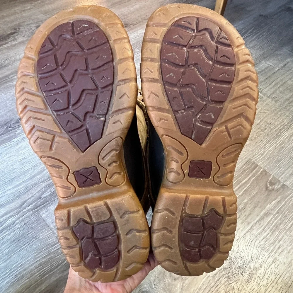 RARE Twisted X Women Tan Leather Fringe Western Duck Boots WGB0001 Brown 9M